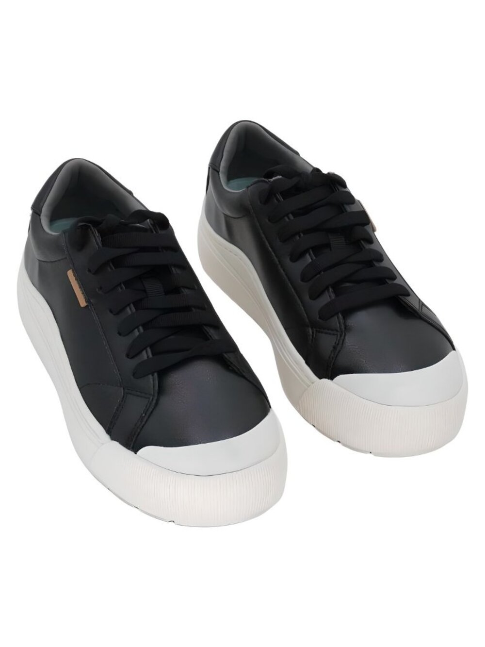 Dr. Scholl's Time Off Lace Up Platform Sneakers Black Off White Sz US 7M EU 37